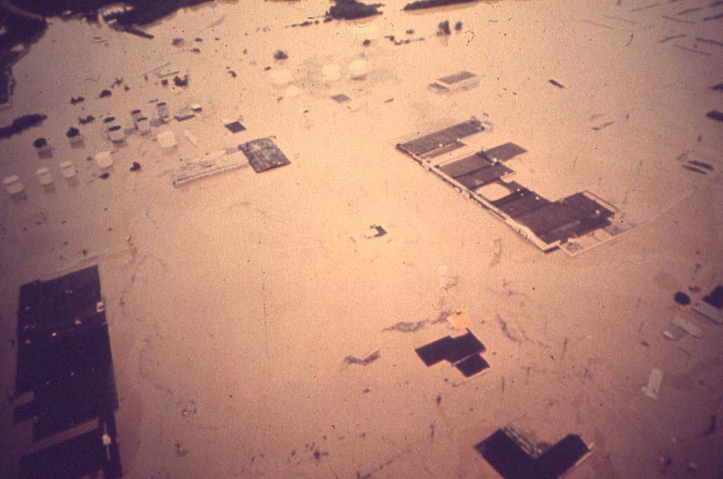 Edwardsville, Pa - Helicopter Aerial of Gateway Shopping Center - Hurricane Agnes Flood