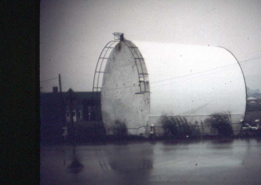 Oil tanks on their side in Edwardsville, PA after Hurricane Agnes flood
